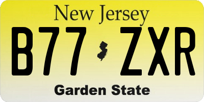NJ license plate B77ZXR