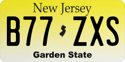 NJ license plate B77ZXS