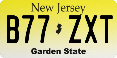 NJ license plate B77ZXT