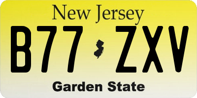 NJ license plate B77ZXV