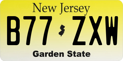 NJ license plate B77ZXW