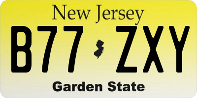 NJ license plate B77ZXY