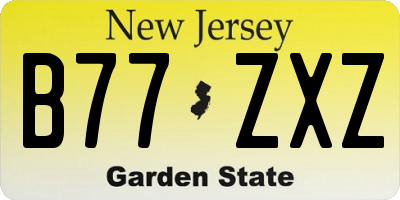 NJ license plate B77ZXZ