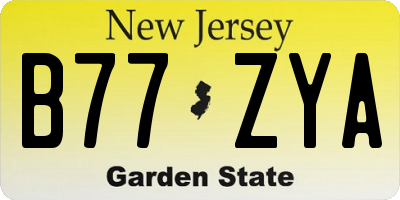 NJ license plate B77ZYA