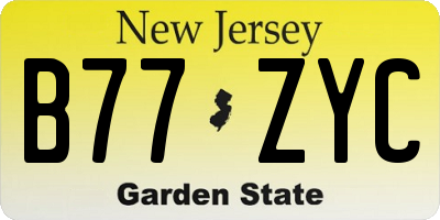 NJ license plate B77ZYC