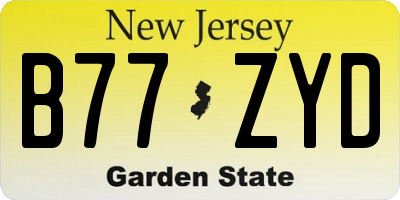 NJ license plate B77ZYD