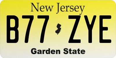 NJ license plate B77ZYE