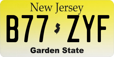 NJ license plate B77ZYF