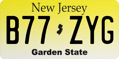 NJ license plate B77ZYG