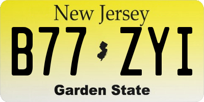 NJ license plate B77ZYI