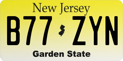 NJ license plate B77ZYN