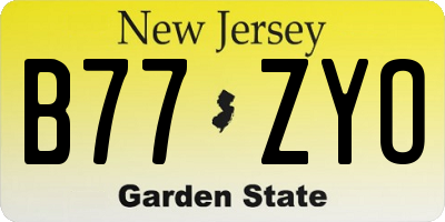 NJ license plate B77ZYO