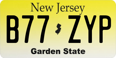 NJ license plate B77ZYP