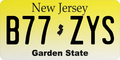NJ license plate B77ZYS