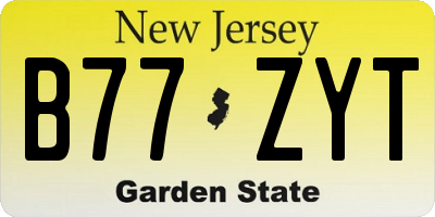 NJ license plate B77ZYT