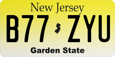 NJ license plate B77ZYU