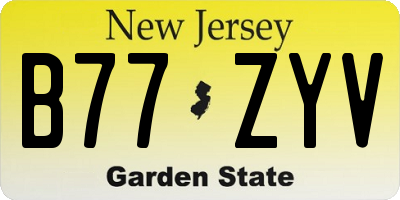 NJ license plate B77ZYV