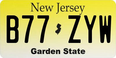 NJ license plate B77ZYW