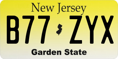 NJ license plate B77ZYX