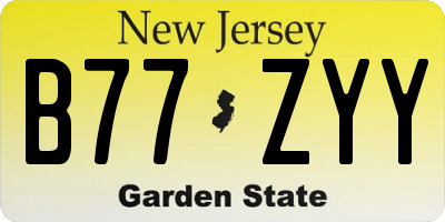 NJ license plate B77ZYY