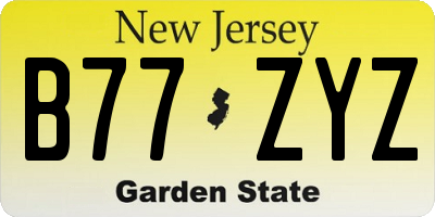 NJ license plate B77ZYZ