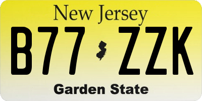 NJ license plate B77ZZK
