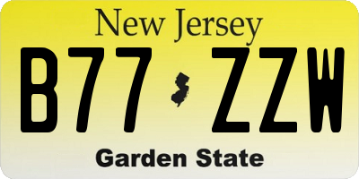 NJ license plate B77ZZW