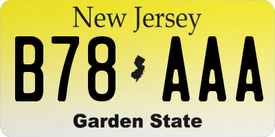 NJ license plate B78AAA