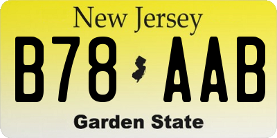 NJ license plate B78AAB