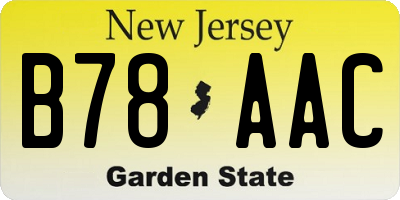 NJ license plate B78AAC