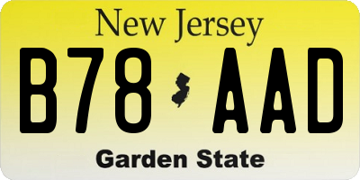 NJ license plate B78AAD