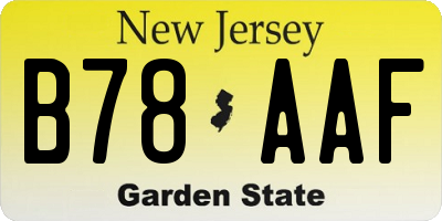 NJ license plate B78AAF