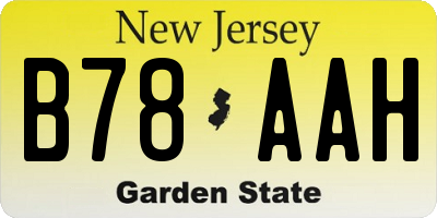 NJ license plate B78AAH