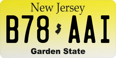 NJ license plate B78AAI
