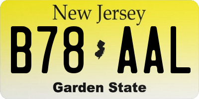 NJ license plate B78AAL