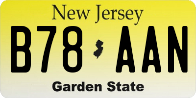 NJ license plate B78AAN