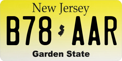 NJ license plate B78AAR