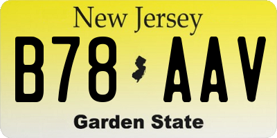 NJ license plate B78AAV