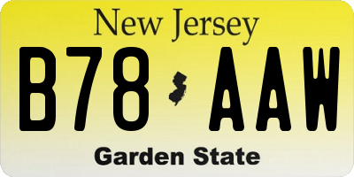 NJ license plate B78AAW