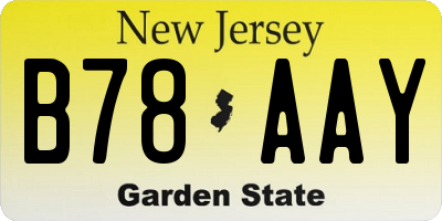 NJ license plate B78AAY