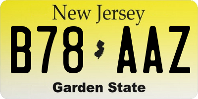 NJ license plate B78AAZ