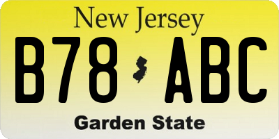 NJ license plate B78ABC