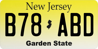 NJ license plate B78ABD