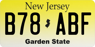 NJ license plate B78ABF