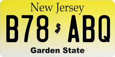 NJ license plate B78ABQ