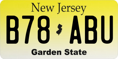 NJ license plate B78ABU