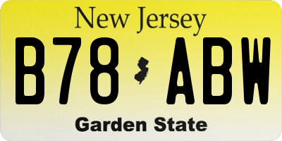 NJ license plate B78ABW
