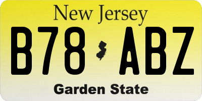 NJ license plate B78ABZ