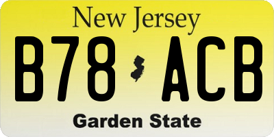 NJ license plate B78ACB