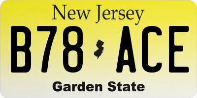 NJ license plate B78ACE